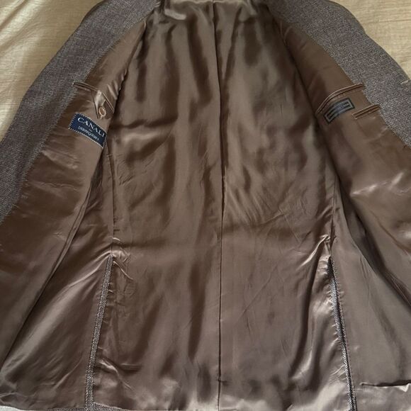Canali For Bloomingdales Mens Sport Jacket Brown Tweed with Suede Elbow Patches. - Picture 10 of 14